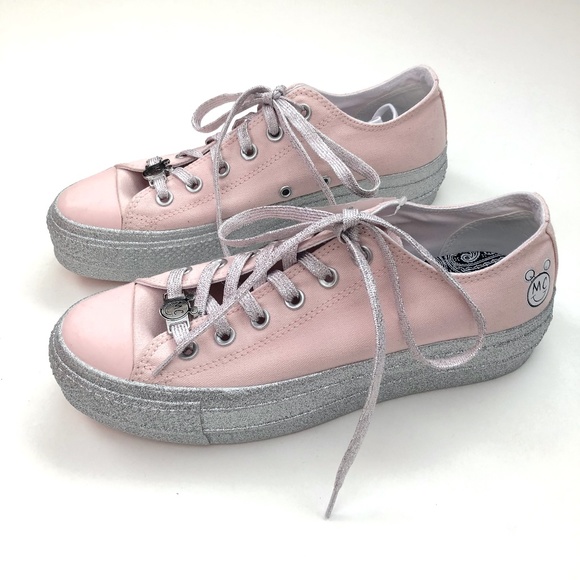 converse x miley cyrus lift pink glitter shoes